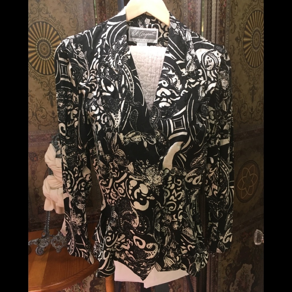 Vintage Pat Argenti 100 % silk jacket black and white